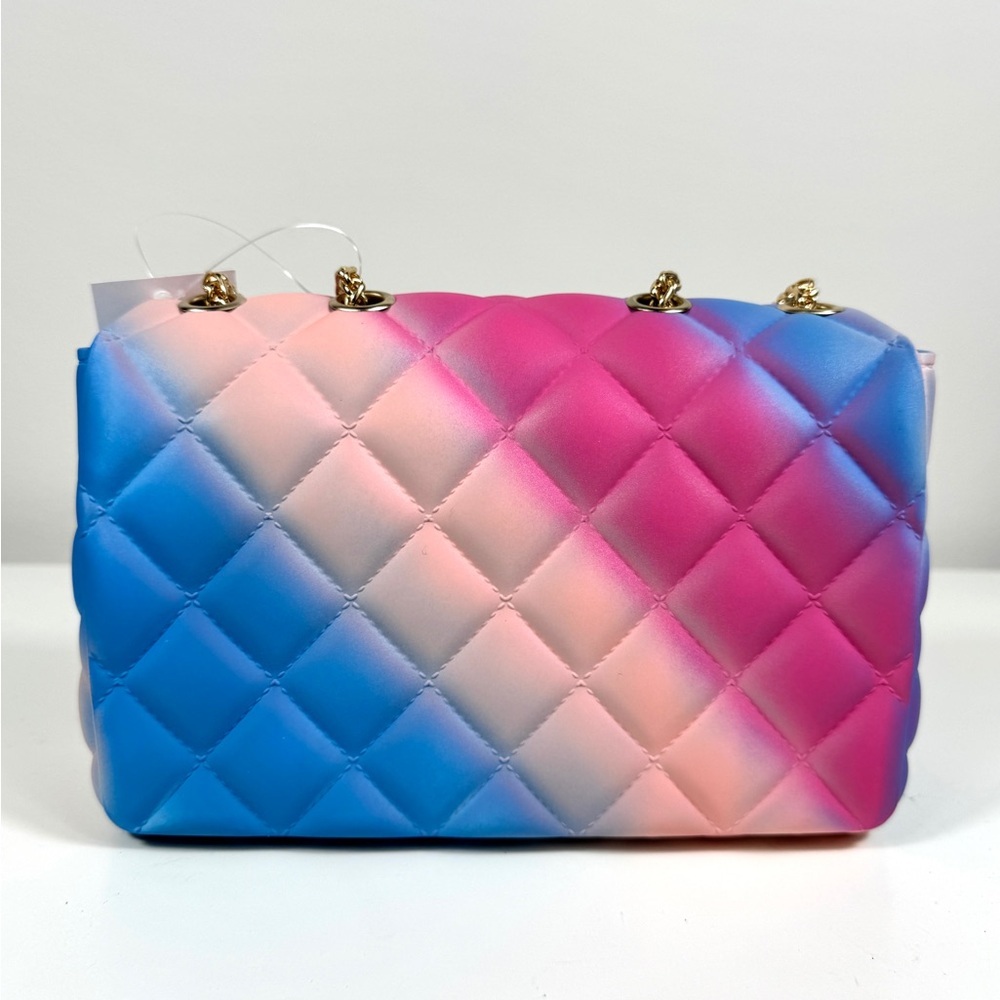 Gradient Quilted Chain Crossbody Bag Pastel Pink Blue NWT - Picture 4 of 6